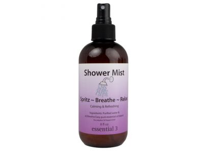 Breathe Easy Shower Mist Eucalyptus & Mint promotes comfortable, relaxed breathing, calms stress and anxiety, and opens up airways struggling with allergies.