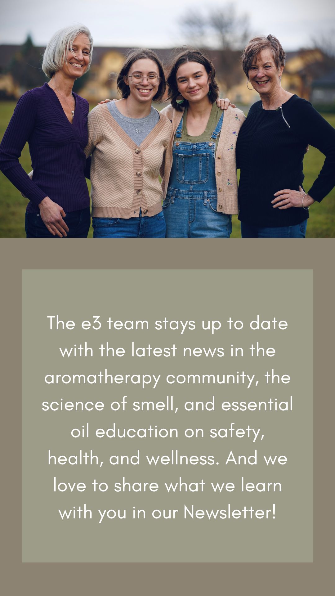Sign up for e3’s free aromatherapy newsletter to receive up-to-date, well-researched information on aromatherapy and using essential oils safely, effectively and enjoyably.